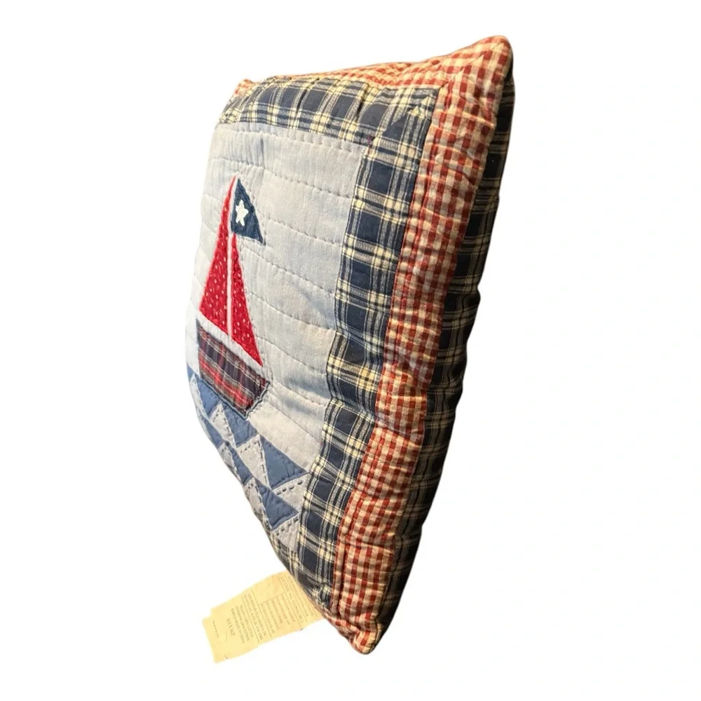 Nautical Red and Blue Sailboat Decorative Pillow